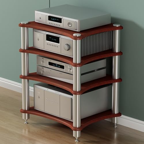 AV Media Stand Component Cabinet Corner Shelf Wooden Stereo Cabinet Audio Rack Tower CD Player Stand for Home/Office/Audio Video/DJ/Theater