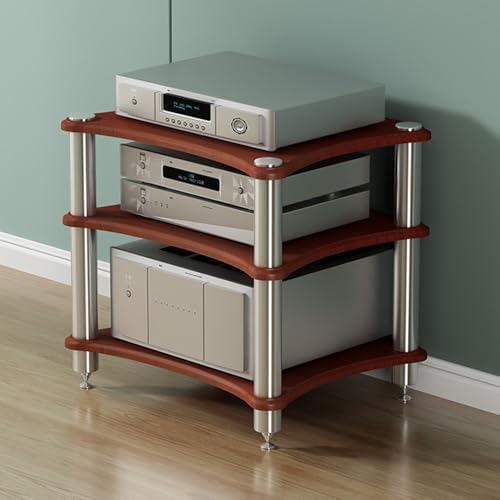 AV Media Stand Component Cabinet Corner Shelf Wooden Stereo Cabinet Audio Rack Tower CD Player Stand for Home/Office/Audio Video/DJ/Theater