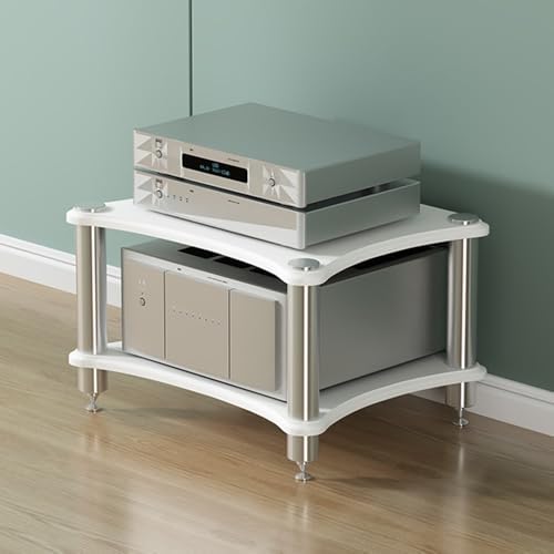AV Media Stand Component Cabinet Corner Shelf Wooden Stereo Cabinet Audio Rack Tower CD Player Stand for Home/Office/Audio Video/DJ/Theater