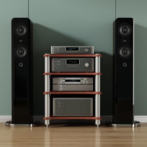 AV Media Stand Component Cabinet Corner Shelf Wooden Stereo Cabinet Audio Rack Tower CD Player Stand for Home/Office/Audio Video/DJ/Theater