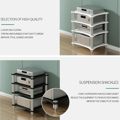 AV Media Stand Component Cabinet Corner Shelf Wooden Stereo Cabinet Audio Rack Tower CD Player Stand for Home/Office/Audio Video/DJ/Theater