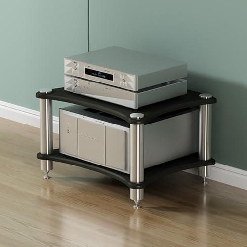 AV Media Stand Component Cabinet Corner Shelf Wooden Stereo Cabinet Audio Rack Tower CD Player Stand for Home/Office/Audio Video/DJ/Theater