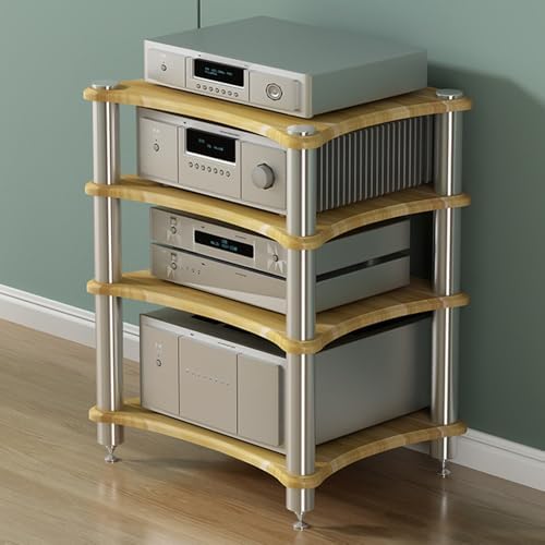 AV Media Stand Component Cabinet Corner Shelf Wooden Stereo Cabinet Audio Rack Tower CD Player Stand for Home/Office/Audio Video/DJ/Theater