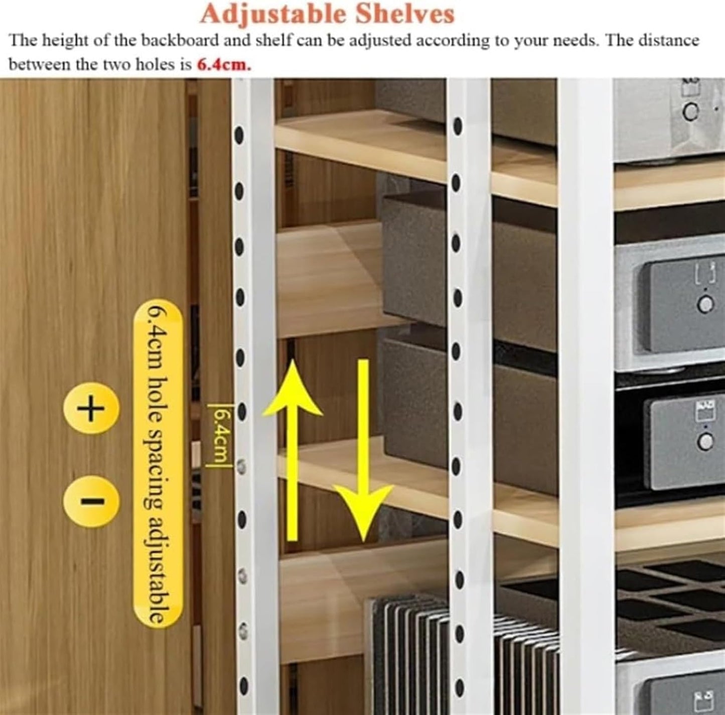 AV Media Stand,Media Stand, AV Media Stand Corner Shelf Media Storage Cabinet, Audio Video Player Stand Cabinet Stereo Audio Rack with Height Adjustable(Black+Teak,3 Tier-high 69cm)