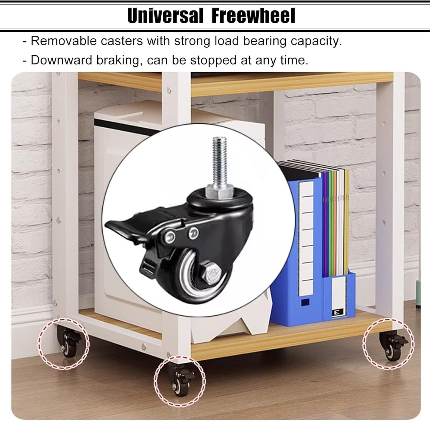 AV Media Stand, Audio Rack Stereo Cabinet, Adjustable Media Storage Shelves with Wheels, CD Player Video Audio Video Corner Shelf,for Home, Office and Theater,Brown