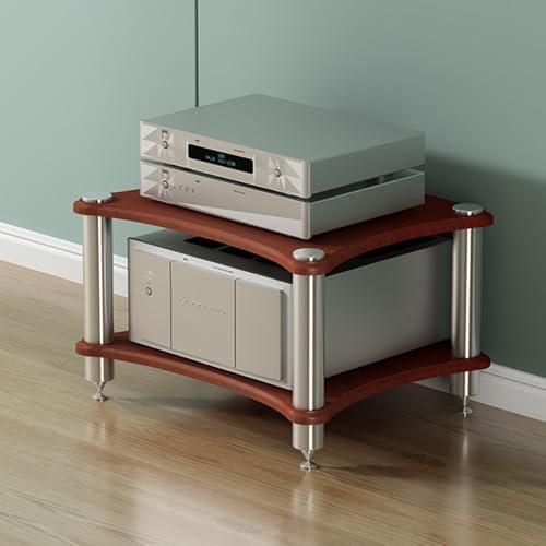 AV Media Stand Component Cabinet Corner Shelf Wooden Stereo Cabinet Audio Rack Tower CD Player Stand for Home/Office/Audio Video/DJ/Theater