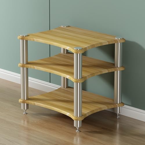 AV Media Stand Component Cabinet Corner Shelf Wooden Stereo Cabinet Audio Rack Tower CD Player Stand for Home/Office/Audio Video/DJ/Theater