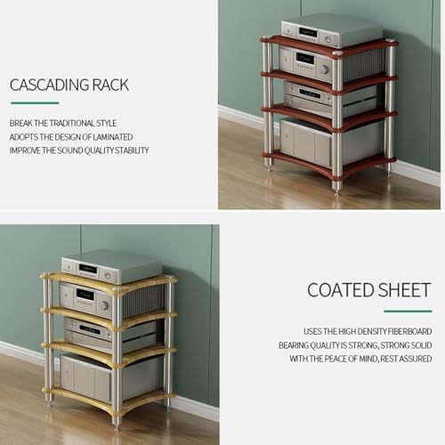 AV Media Stand Component Cabinet Corner Shelf Wooden Stereo Cabinet Audio Rack Tower CD Player Stand for Home/Office/Audio Video/DJ/Theater