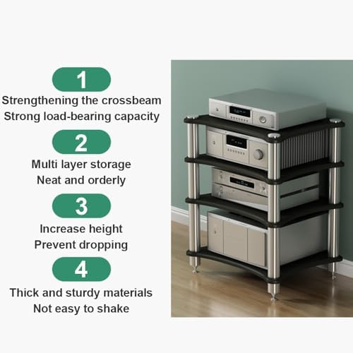 AV Media Stand Component Cabinet Corner Shelf Wooden Stereo Cabinet Audio Rack Tower CD Player Stand for Home/Office/Audio Video/DJ/Theater