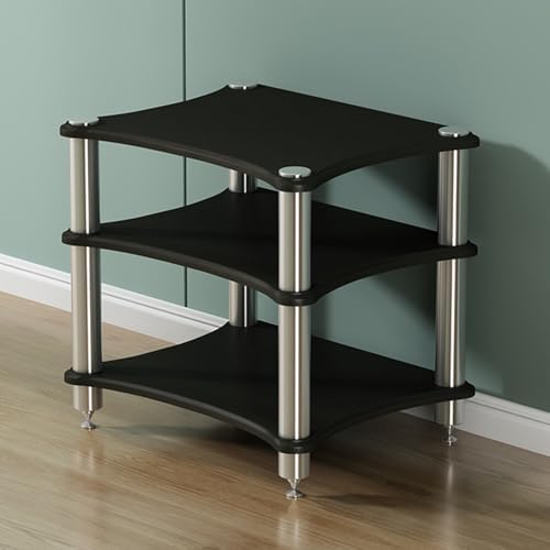 AV Media Stand Component Cabinet Corner Shelf Wooden Stereo Cabinet Audio Rack Tower CD Player Stand for Home/Office/Audio Video/DJ/Theater