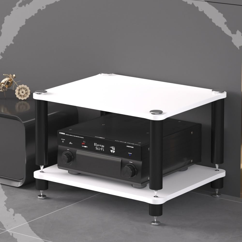 3 Tier Av Media Stand Wood Shelf, Hifi Rack, Audio Tower, Record Player Stand Stereo Cabinet, Media Console Storage Shelf, Audio Video Components (Teak, 4-Tier(60x48x80cm))