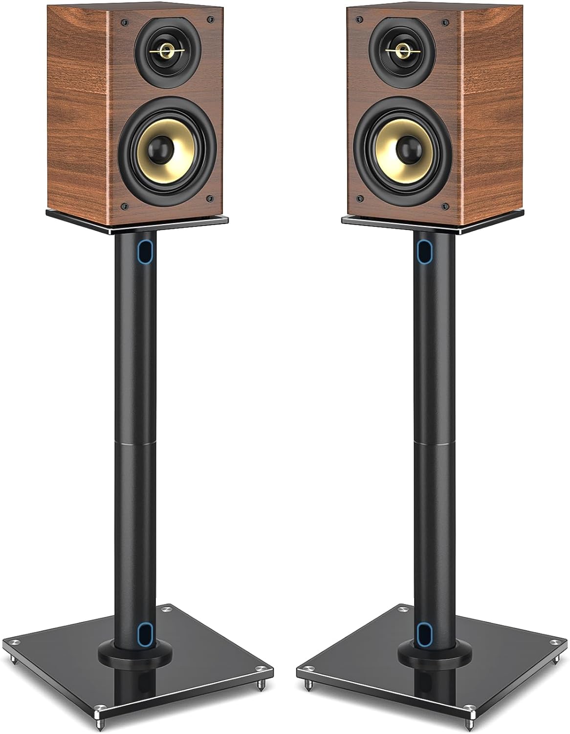 Rfiver Upgraded 45° Swivel Speaker Stands Pair for Surround Sound, Heavy Duty 28 Inch Bookshelf Speaker Stand Each Holds 22lbs Large Speaker, Floor Speaker Stand Built-in Cable Management, 1 Pair
