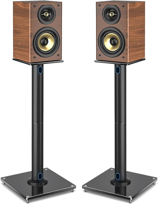 Rfiver Upgraded 45° Swivel Speaker Stands Pair for Surround Sound, Heavy Duty 28 Inch Bookshelf Speaker Stand Each Holds 22lbs Large Speaker, Floor Speaker Stand Built-in Cable Management, 1 Pair