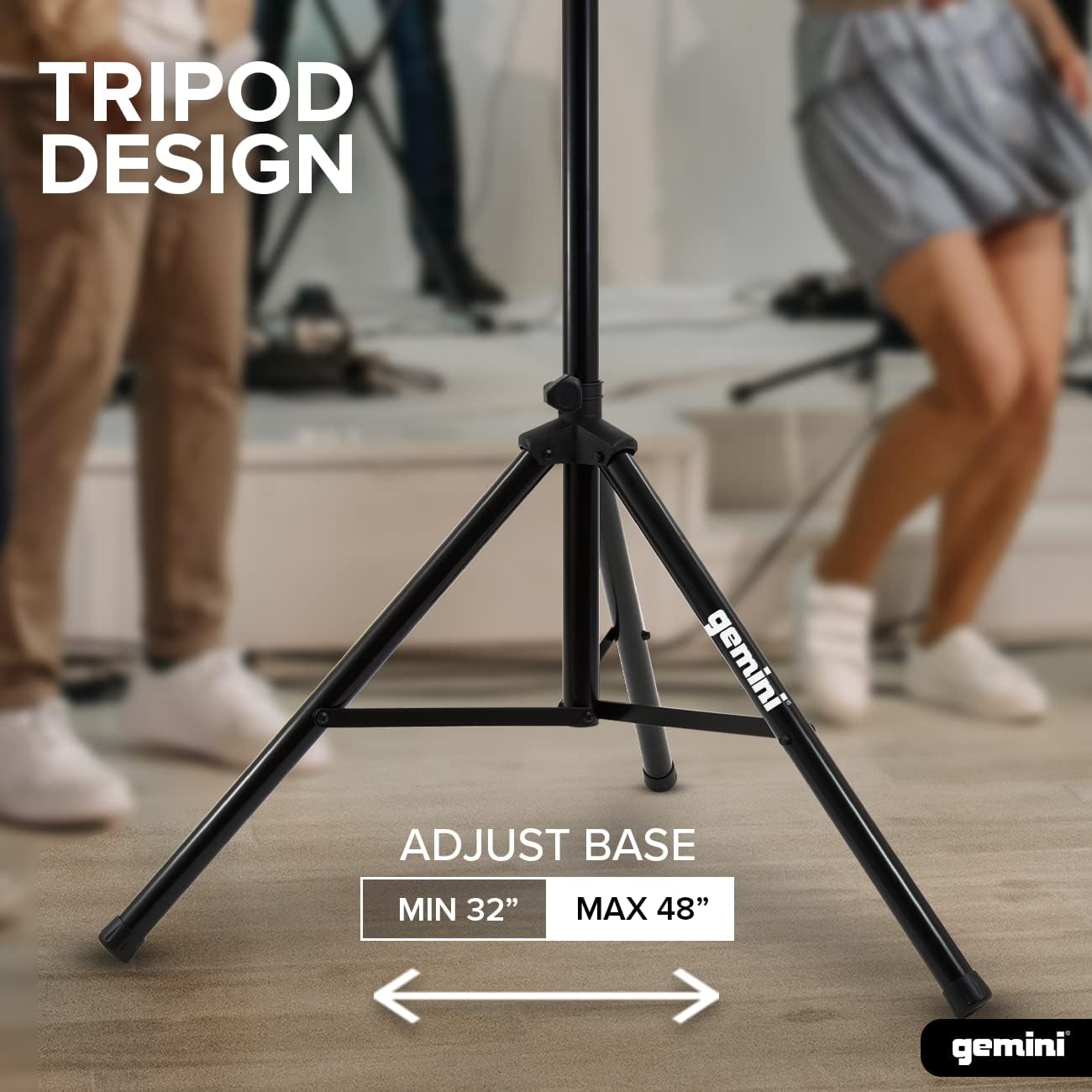 Gemini Sound ST-Pack Heavy Duty Professional Audio Universal DJ Fold-Out Telescoping Tripod Steel Speaker Stands (Set of 2), Up to 80" Inches Tall, 200lb Weight Capacity with Carry Bag Included,Black