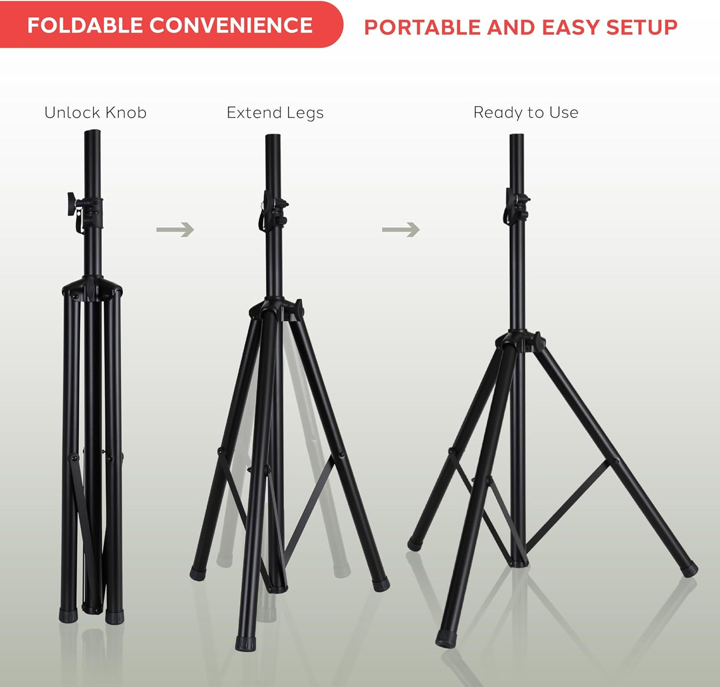 Pyle Universal Speaker Stand Mount Holder Heavy Duty Tripod w/ Adjustable Height from 40” to 71” and 35mm Compatible Insert Easy Mobility Safety Pin and Knob Tension Locking for Stability, Black